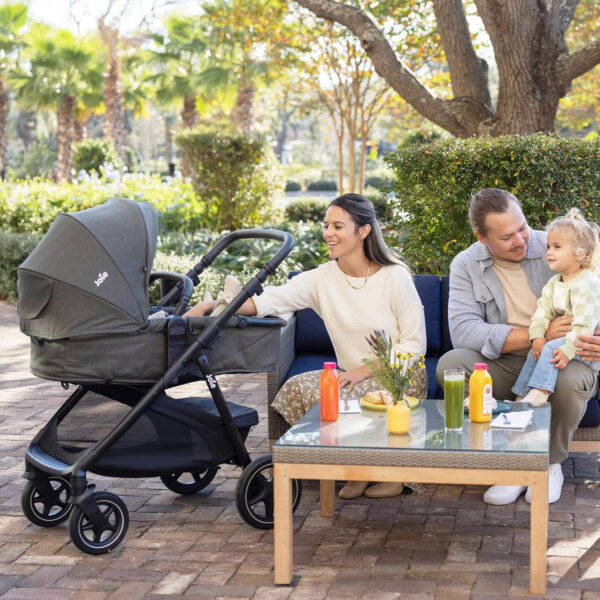 Ginger LX 4-in-1 One-Hand Pramette Stroller - Convertible Pramette & Stroller, Newborn to Toddler (Dove)