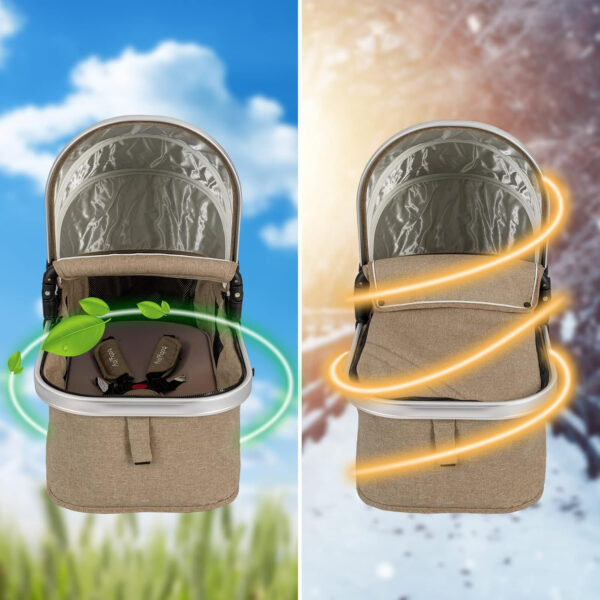 BABY JOY Baby Stroller, 2-in-1 Convertible Bassinet Reclining Stroller, Foldable Pram Carriage with 5-Point Harness, Including Cup Holder, Foot Cover, Diaper Bag, Aluminum Structure, Gray