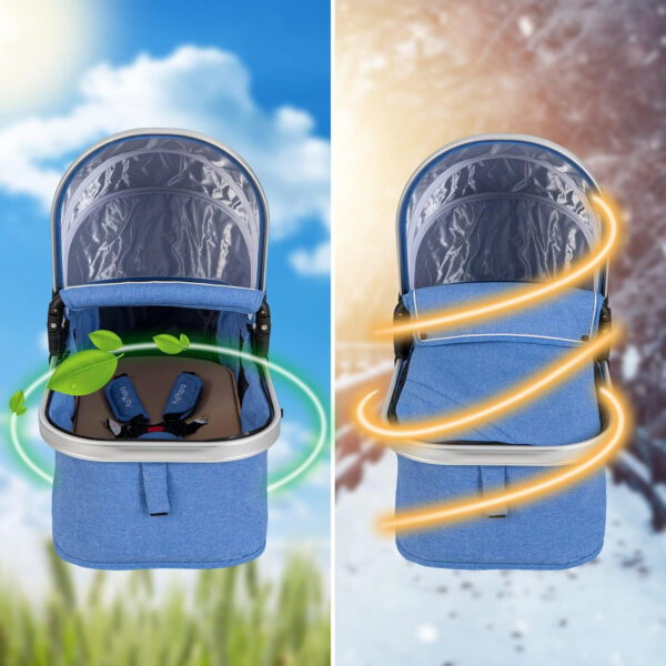 BABY JOY Baby Stroller, 2-in-1 Convertible Bassinet Reclining Stroller, Foldable Pram Carriage with 5-Point Harness, Including Cup Holder, Foot Cover, Diaper Bag, Aluminum Structure, Gray