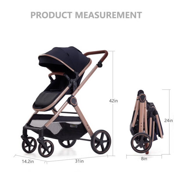 688a647df26a97dad40df84aaef2b92b26e2fac3825891add8f42.jpg 2 in 1 Baby Stroller, Newborn Infant Toddler Convertible Bassinet Pram Stroller for 0-36 Months Old Babies (Black)