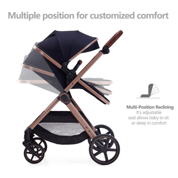 688a64802d7aba1d8249b80dc697878a29d895527ca66b0398579.jpg 2 in 1 Baby Stroller, Newborn Infant Toddler Convertible Bassinet Pram Stroller for 0-36 Months Old Babies (Black)