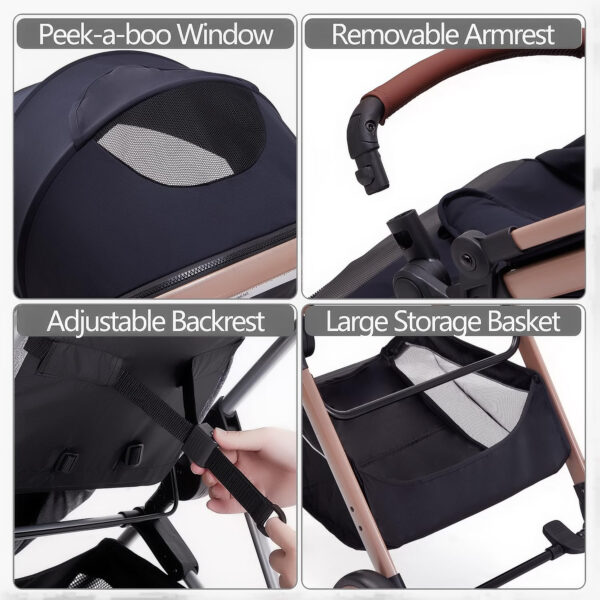 688a6483c8afde1a98fed1fcabb62f4786a319accce1e24fd76f8.jpg 2 in 1 Baby Stroller, Newborn Infant Toddler Convertible Bassinet Pram Stroller for 0-36 Months Old Babies (Black)