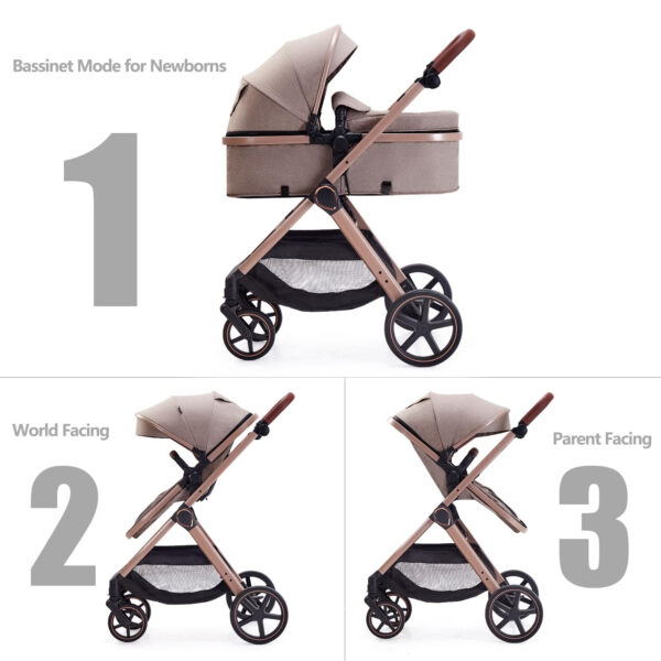 688a6489627bb38a7abe2b77620f5f42d36584d5e948a705272bb.jpg 2 in 1 Baby Stroller, Newborn Infant Toddler Convertible Bassinet Pram Stroller for 0-36 Months Old Babies (Black)