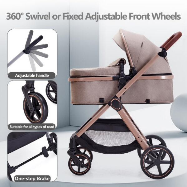 688a648d68f54a2f2c93410e7fac69f7e096c6ccefbfaa5b7ae0d.jpg 2 in 1 Baby Stroller, Newborn Infant Toddler Convertible Bassinet Pram Stroller for 0-36 Months Old Babies (Black)