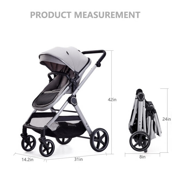 688a6492e9bccdd91d52ab0d0cfa15ed443c3f7871b1c090cff1c.jpg 2 in 1 Baby Stroller, Newborn Infant Toddler Convertible Bassinet Pram Stroller for 0-36 Months Old Babies (Black)