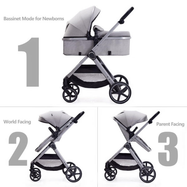688a6495176c2ddf63f83bc20fc3d491eac7f189be32b0cc9e24d.jpg 2 in 1 Baby Stroller, Newborn Infant Toddler Convertible Bassinet Pram Stroller for 0-36 Months Old Babies (Black)