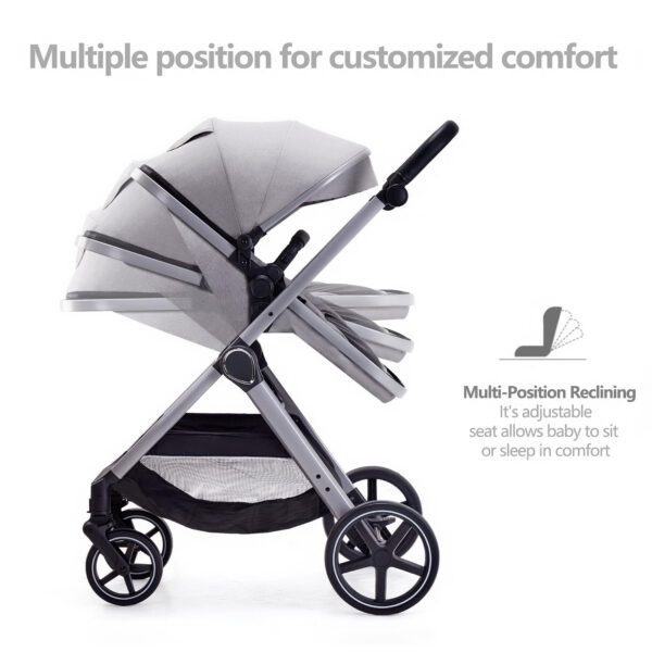 688a6499c8c26605cb8d7843f36f45190979cbef40bad35bb5871.jpg 2 in 1 Baby Stroller, Newborn Infant Toddler Convertible Bassinet Pram Stroller for 0-36 Months Old Babies (Black)