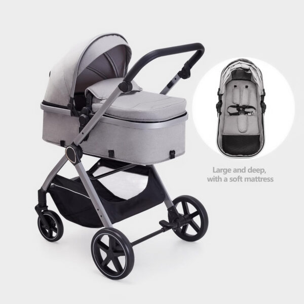 688a64a4c65afb755e2525d194380bf3d4934cd91e1a6a64ffcf4.jpg 2 in 1 Baby Stroller, Newborn Infant Toddler Convertible Bassinet Pram Stroller for 0-36 Months Old Babies (Black)