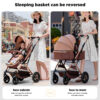2 in 1 Convertible Baby Stroller Newborn Reversible Foldable Pushchair with Adjustable Canopy Folding High Landscape Infant Carriage, Anti-Shock Toddler Pushchair