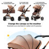 2 in 1 Convertible Baby Stroller Newborn Reversible Foldable Pushchair with Adjustable Canopy Folding High Landscape Infant Carriage, Anti-Shock Toddler Pushchair
