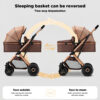 2 in 1 Convertible Baby Stroller Newborn Reversible Foldable Pushchair with Adjustable Canopy Folding High Landscape Infant Carriage, Anti-Shock Toddler Pushchair