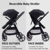 2-in-1 Baby Stroller with Bassinet Mode - Folding Infant Newborn Pram Stroller with Reversible Seat - Toddler Strollers for 0-36 Months Old Babies