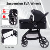 2-in-1 Baby Stroller with Bassinet Mode - Folding Infant Newborn Pram Stroller with Reversible Seat - Toddler Strollers for 0-36 Months Old Babies