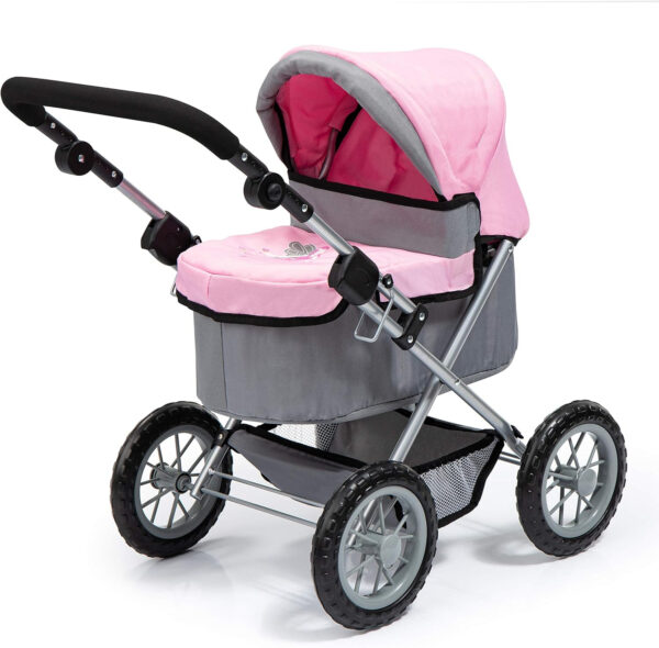 Bayer Design Baby Doll Trendy Pram in Grey/Pink, 67 x 41 x 68 centimeters, 1300800