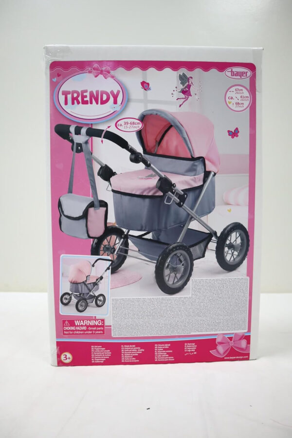 Bayer Design Baby Doll Trendy Pram in Grey/Pink, 67 x 41 x 68 centimeters, 1300800