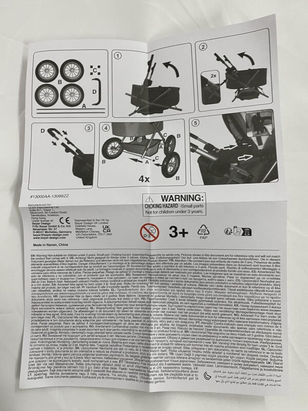 Bayer Design Baby Doll Trendy Pram in Grey/Pink, 67 x 41 x 68 centimeters, 1300800