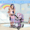 Dolls To Play Baby Doll Convertible Pram Stroller for Kids, Adjustable Handle Foldable Buggy Carriage with Canopy and Storage Basket Heavy Duty Premium Quality - 25 Inch