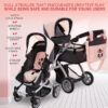 Dolls To Play Baby Doll Convertible Pram Stroller for Kids, Adjustable Handle Foldable Buggy Carriage with Canopy and Storage Basket Heavy Duty Premium Quality - 25 Inch