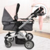 Dolls To Play Baby Doll Convertible Pram Stroller for Kids, Adjustable Handle Foldable Buggy Carriage with Canopy and Storage Basket Heavy Duty Premium Quality - 25 Inch