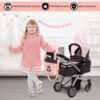 Dolls To Play Baby Doll Convertible Pram Stroller for Kids, Adjustable Handle Foldable Buggy Carriage with Canopy and Storage Basket Heavy Duty Premium Quality - 25 Inch