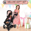 Dolls To Play Baby Doll Convertible Pram Stroller for Kids, Adjustable Handle Foldable Buggy Carriage with Canopy and Storage Basket Heavy Duty Premium Quality - 25 Inch