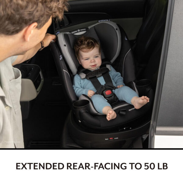 Evenflo Revolve360 Slim 2-in-1 Rotational Car Seat with Quick Clean Cover (Salem Black)