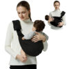Baby Sling Carrier, Toddler Carrier Sling with Double Safety Buckle and Adjustable Shoulder Strap, Baby Carriers One Size Fits All, Black