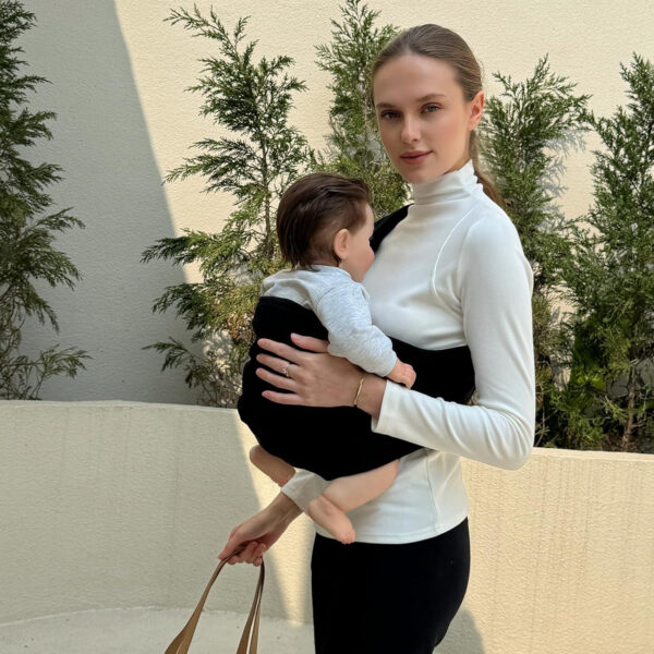 Baby Sling Carrier, Toddler Carrier Sling with Double Safety Buckle and Adjustable Shoulder Strap, Baby Carriers One Size Fits All, Black