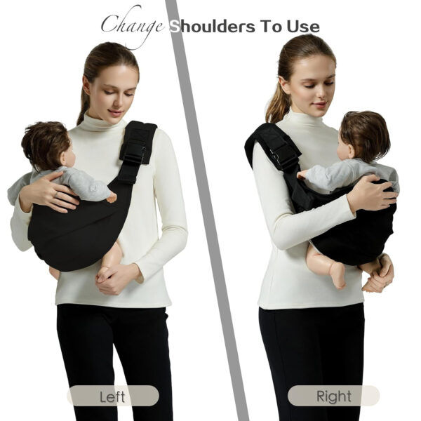 Baby Sling Carrier, Toddler Carrier Sling with Double Safety Buckle and Adjustable Shoulder Strap, Baby Carriers One Size Fits All, Black