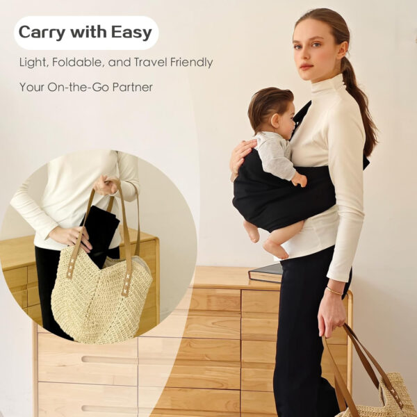Baby Sling Carrier, Toddler Carrier Sling with Double Safety Buckle and Adjustable Shoulder Strap, Baby Carriers One Size Fits All, Black