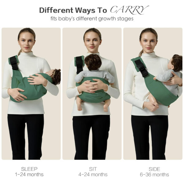 Baby Sling Carrier, Toddler Carrier Sling with Double Safety Buckle and Adjustable Shoulder Strap, Baby Carriers One Size Fits All, Black