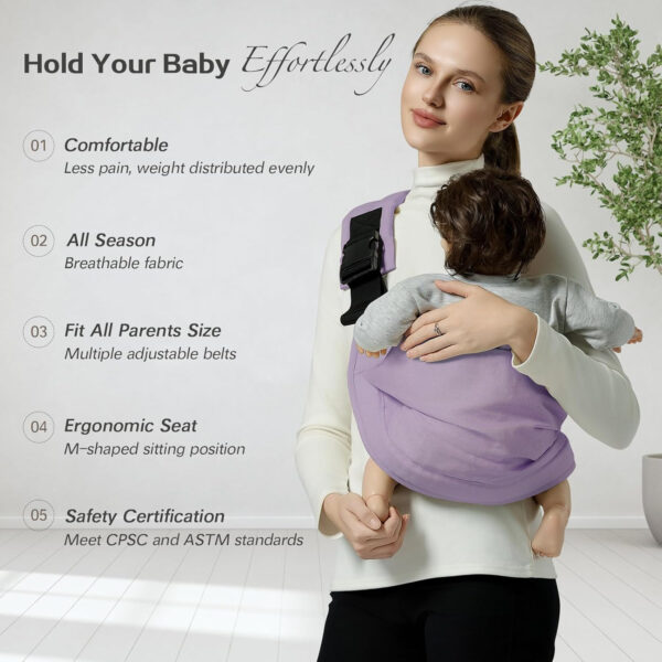 Baby Sling Carrier, Toddler Carrier Sling with Double Safety Buckle and Adjustable Shoulder Strap, Baby Carriers One Size Fits All, Black