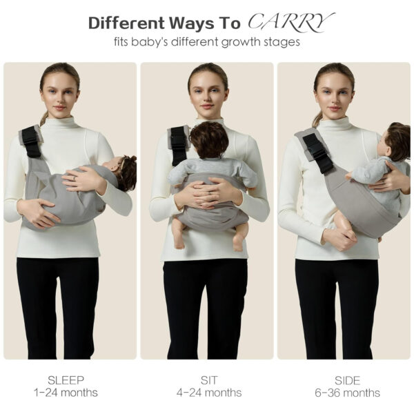 Baby Sling Carrier, Toddler Carrier Sling with Double Safety Buckle and Adjustable Shoulder Strap, Baby Carriers One Size Fits All, Black