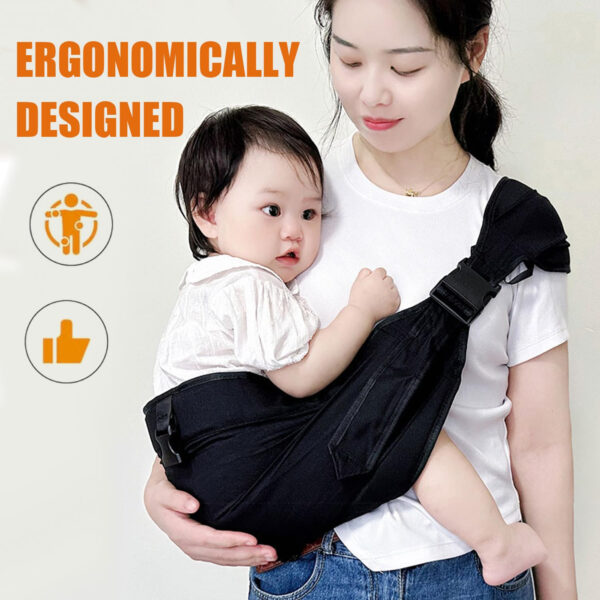 Baby Sling Carrier Toddler Carrier One Shoulder Adjustable Shoulder Strap Labor-Saving Baby Sling 10-45lbs(Black,Mesh)