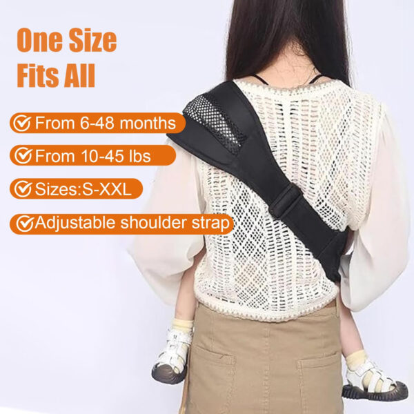 Baby Sling Carrier Toddler Carrier One Shoulder Adjustable Shoulder Strap Labor-Saving Baby Sling 10-45lbs(Black,Mesh)