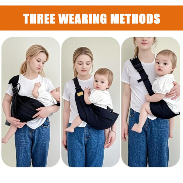 Baby Sling Carrier Toddler Carrier One Shoulder Adjustable Shoulder Strap Labor-Saving Baby Sling 10-45lbs(Black,Mesh)