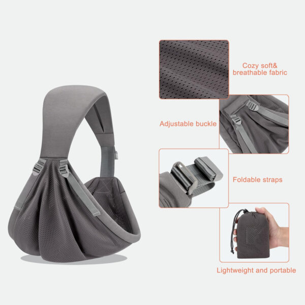 Baby Sling Carrier,Baby Carrier Newborn to Toddler,Toddler Carrier,Portable Lightweight & Spreadable Shoulder Straps (Dark Grey)