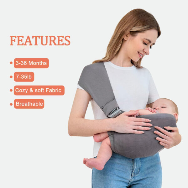 Baby Sling Carrier,Baby Carrier Newborn to Toddler,Toddler Carrier,Portable Lightweight & Spreadable Shoulder Straps (Dark Grey)