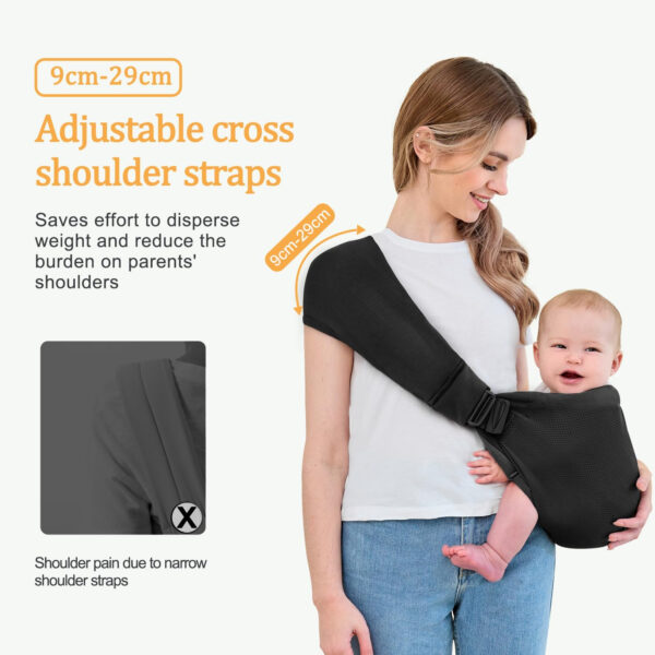 Baby Sling Carrier,Baby Carrier Newborn to Toddler,Toddler Carrier,Portable Lightweight & Spreadable Shoulder Straps (Dark Grey)