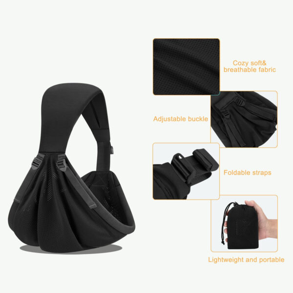 Baby Sling Carrier,Baby Carrier Newborn to Toddler,Toddler Carrier,Portable Lightweight & Spreadable Shoulder Straps (Dark Grey)