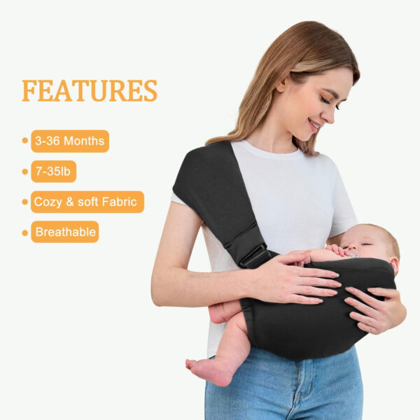 Baby Sling Carrier,Baby Carrier Newborn to Toddler,Toddler Carrier,Portable Lightweight & Spreadable Shoulder Straps (Dark Grey)