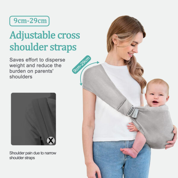 Baby Sling Carrier,Baby Carrier Newborn to Toddler,Toddler Carrier,Portable Lightweight & Spreadable Shoulder Straps (Dark Grey)