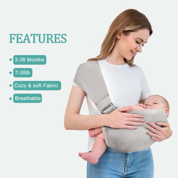 Baby Sling Carrier,Baby Carrier Newborn to Toddler,Toddler Carrier,Portable Lightweight & Spreadable Shoulder Straps (Dark Grey)
