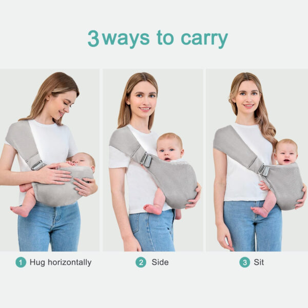 Baby Sling Carrier,Baby Carrier Newborn to Toddler,Toddler Carrier,Portable Lightweight & Spreadable Shoulder Straps (Dark Grey)