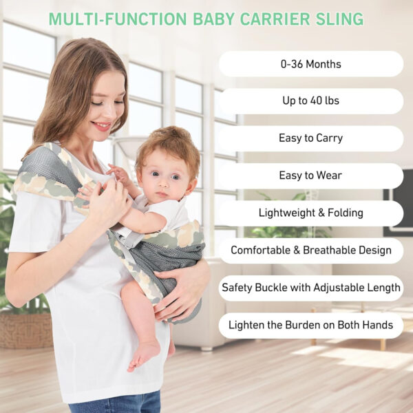 Adjustable One Shoulder Baby Carrier for Infant, Lightweight Breathable Mesh Baby Hip Carrier Portable Baby Carrier Sling for Newborn to Toddler Girl and Boy 6-40 lbs (Green)