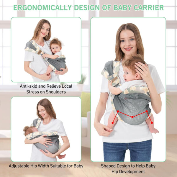 Adjustable One Shoulder Baby Carrier for Infant, Lightweight Breathable Mesh Baby Hip Carrier Portable Baby Carrier Sling for Newborn to Toddler Girl and Boy 6-40 lbs (Green)