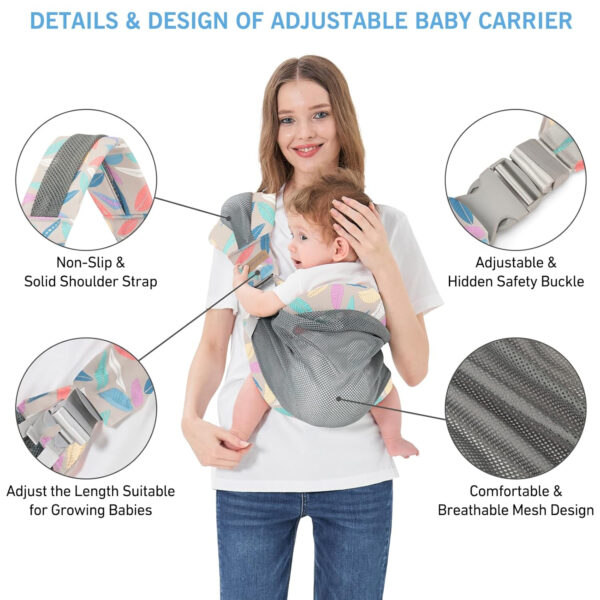 Adjustable One Shoulder Baby Carrier for Infant, Lightweight Breathable Mesh Baby Hip Carrier Portable Baby Carrier Sling for Newborn to Toddler Girl and Boy 6-40 lbs (Green)