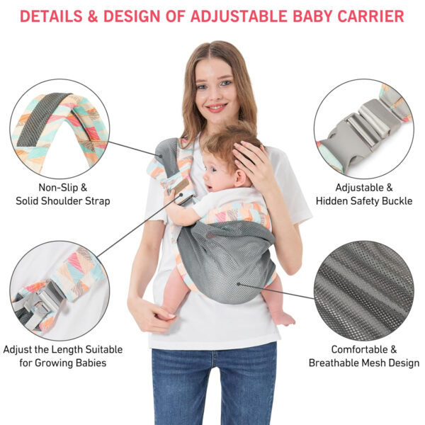 Adjustable One Shoulder Baby Carrier for Infant, Lightweight Breathable Mesh Baby Hip Carrier Portable Baby Carrier Sling for Newborn to Toddler Girl and Boy 6-40 lbs (Green)