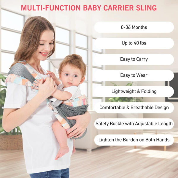 Adjustable One Shoulder Baby Carrier for Infant, Lightweight Breathable Mesh Baby Hip Carrier Portable Baby Carrier Sling for Newborn to Toddler Girl and Boy 6-40 lbs (Green)