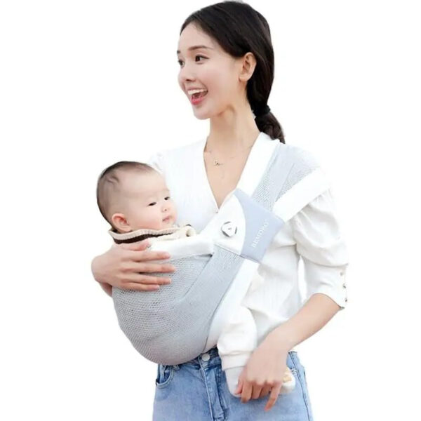 Baby Sling Carrier 8-30 lbs, Newborn Nursing, Toddler Carrier with Safety Buckle, Knob Tech Baby Closer, Adjustable Shoulder Strap, Portable and Lightweight (Gray)
